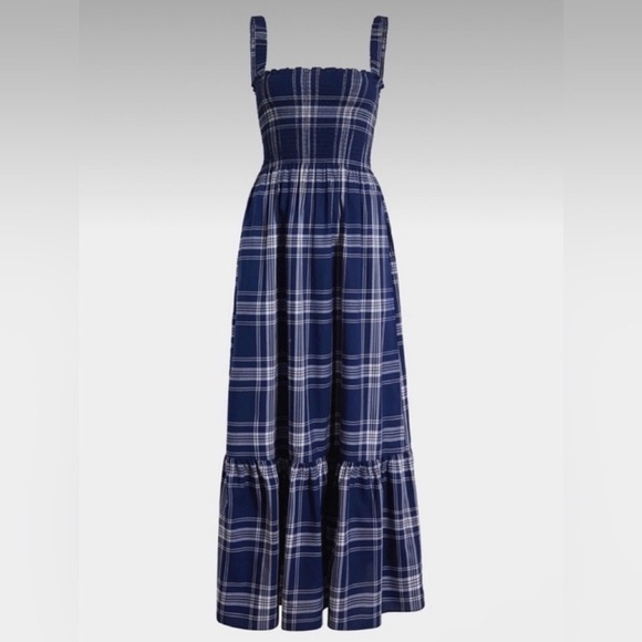 Hill House Anjuli Nap Dress in Navy Plaid Size XS - Picture 6 of 13